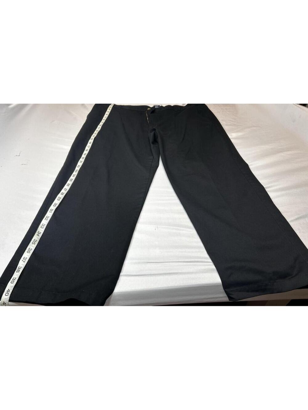 Puritan Black Soot Flat Front Dress Pants Mens 44x30 Cotton Blend Chino Work